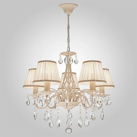 Подвесная люстра Eurosvet Amelia 10054/5 белый с золотом (220V, хрусталь Strotskis, на цепи)