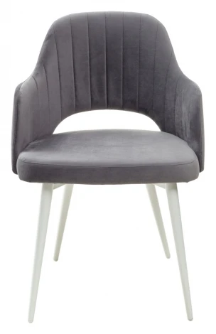 Стул FANTINE-LA СЕРЫЙ #27, велюр/ белый каркас