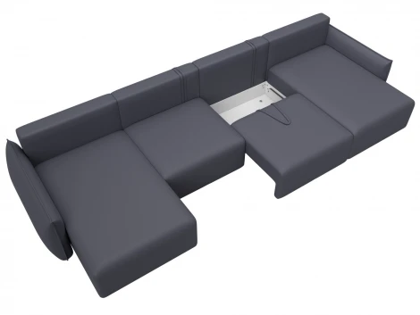 Диван П-образный Лига-051 НПБ Лонг (ЛДСП,Брус,Фанера/Пластик/Экокожа/Серый) Лига Диванов 129897