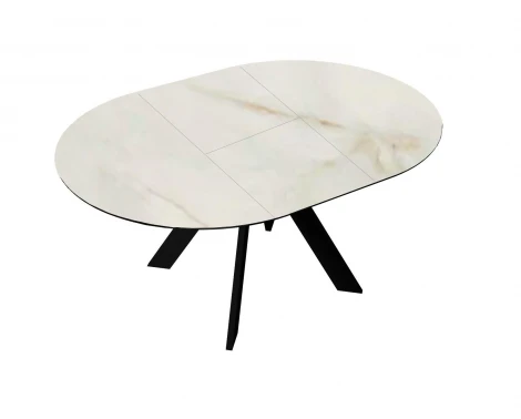 Стол DikLine SKC110 d1100 Керамика глянец Ostra Bianco (мрамор глянец белый)/подстолье черное/опоры черные 00-00081865