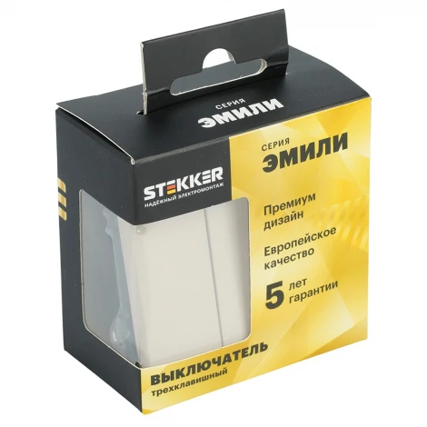 Выключатель трехклавишный (кашемир, soft touch) Stekker Эмили 49896