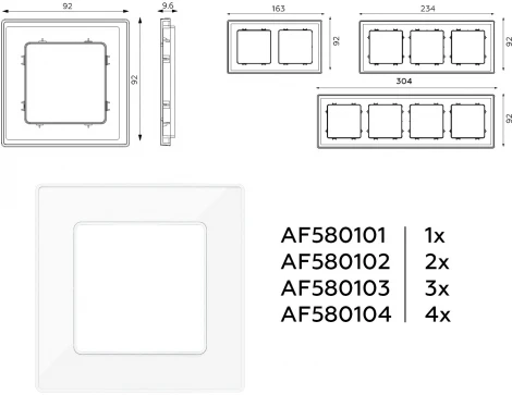 Рамка Ambrella Volt ALFA Arctic (Белый Стекло органическое) 2-ая AF580102
