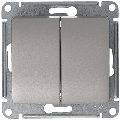 Выключатель встраиваемый двухклавишный (платина) Systeme Electric Glossa GSL001251