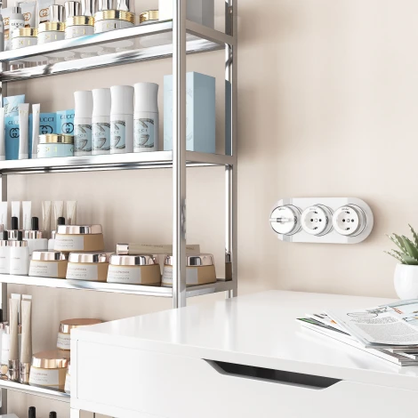 Розетка с заземлением Vintage (белый матовый/хром) Werkel W5871050 (a055918)