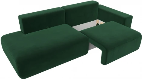 Диван прямой Лига-036 НПБ Модерн подлокотник справа (Зеленый/Велюр) Лига Диванов арт.121342