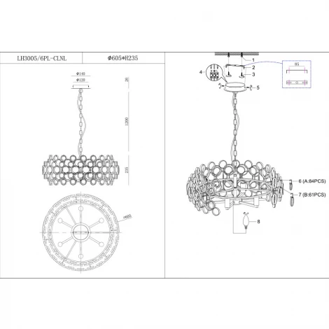 Подвесная люстра Lumien Hall Tyrry LH3005/6PL-CLNL