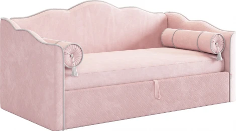 Кровать с подъемным механизмом Лея (Софа) 90х200 см Mebelson (ДСП,ЛДСП,Велюр/Розовый,Серый) арт.KM.S-18.2710