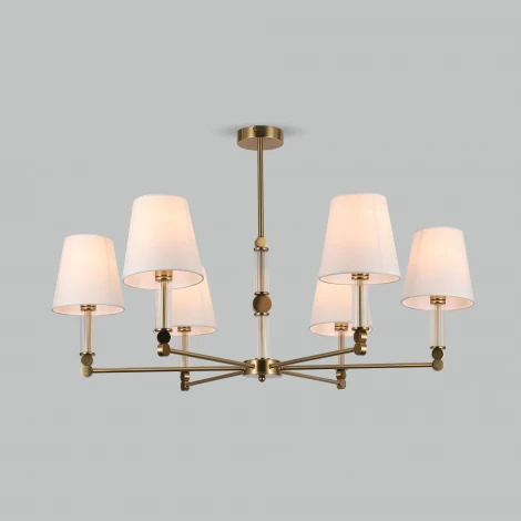 Потолочная люстра Wi-Fi на штанге Eurosvet Conso 60145/6 латунь (220V, управление смартфоном, голосовое управление, умный дом - Minimir Home, Алиса, Маруся, Салют)