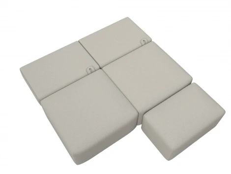 Диван прямой модульный с пуфом Лига-060 НПБ (ЛДСП,Брус,Фанера/Пластик/Рогожка/Бежевый) Лига Диванов 129674