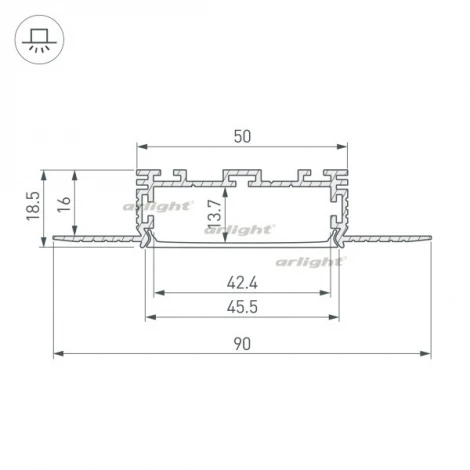 Профиль KLUS-POWER-W50H16-F-HIDE-2000 (Алюминий) 028917 Arlight