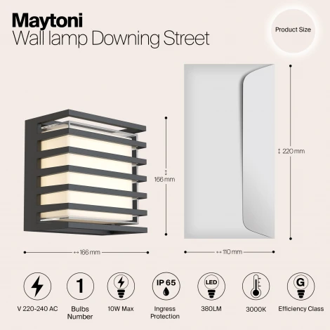 Настенный светильник уличный Maytoni Downing Street O020WL-L10B4K (LED, 220V, IP65)