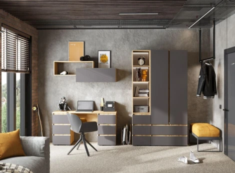 Компьютерный стол Элла Woodville (ЛДСП/Серый,Графит) арт.586709