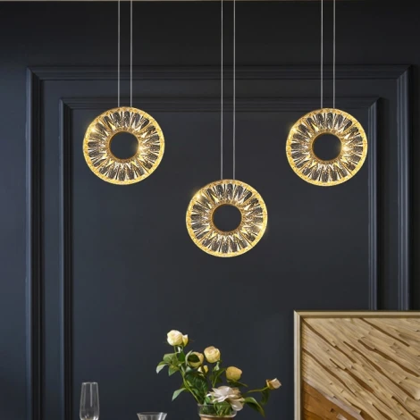 Подвесной светильник Godiva Brass 4000К ImperiumLoft Godiva01 (186815-23) (LED, 220V, хрусталь, на тросе, кольцо)