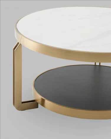 Журнальный столик Калисто 90*90 см светлая и темная керамика Stool Group арт.УТ000041502