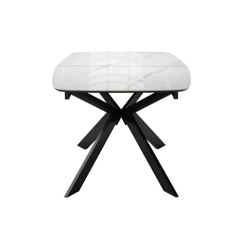 Стол DikLine BK140 керамика Carrara Gloss (мрамор глянец белый), подстолье черное, опоры черные 00-00085042