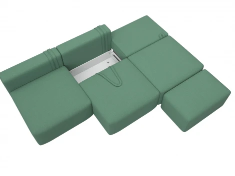 Диван прямой модульный с пуфом Лига-060 НПБ Лонг (ЛДСП,Брус,Фанера/Пластик/Рогожка/Зеленый) Лига Диванов 129712