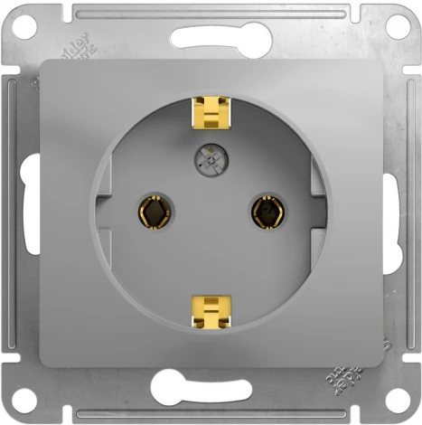 Розетка встраиваемая с заземлением (алюминий) Systeme Electric Glossa GSL000343