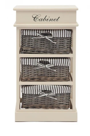 Тумба с 3 корзинами и ящиком Secret De Maison OUVERTURE 3 ( mod. 4336 ) butter white (слоновая кость) (дерево павловния, мдф)
