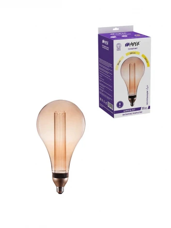 Лампочка светодиодная диммируемая прозрачная/бежевая груша E27 8W Hiper Vein HL-2254