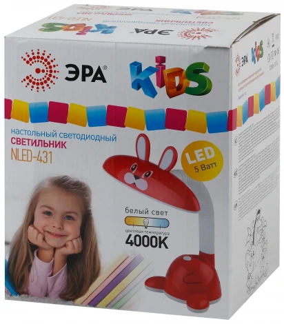 Интерьерная настольная лампа Эра NLED-431-5W-R (для детской, 220V, выключатель, животные, для мальчика)