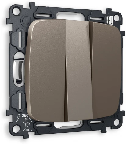 Комплект механизма Ambrella Volt 3-клавишного выключателя OMEGA MO635010 Темная бронза матовый QUANT