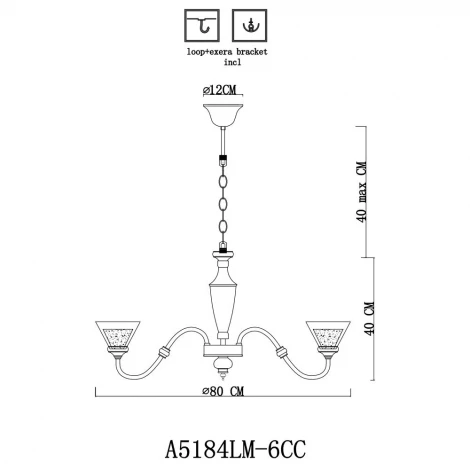 Подвесная люстра Arte Lamp Toscana A5184LM-6CC