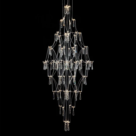 Подвесная люстра светодиодная хрустальная с пультом с регулировкой цветовой температуры Modelux ML.7826.600P CR