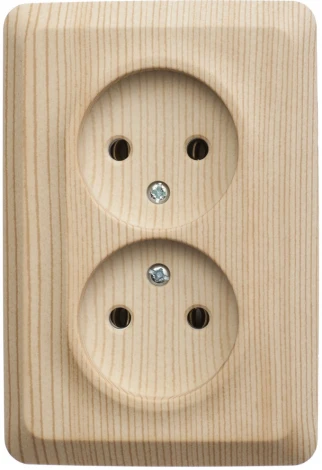 Розетка накладная двойная без заземления (сосна) Systeme Electric Etude PA16-105D