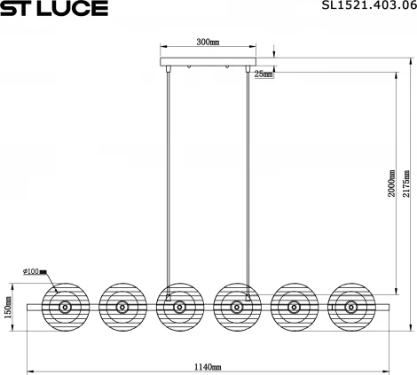 Подвесной светильник ST Luce Noon SL1521.403.06 Черный/Дымчатый, Белый G9 6*5W 4000K (220V, на проводе)
