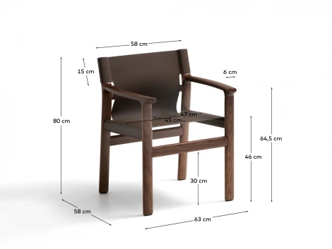 Стул Jan из переработанной кожи темно-коричневого цвета и ясеня в ореховом цвете La Forma (ex Julia Grup) 301328