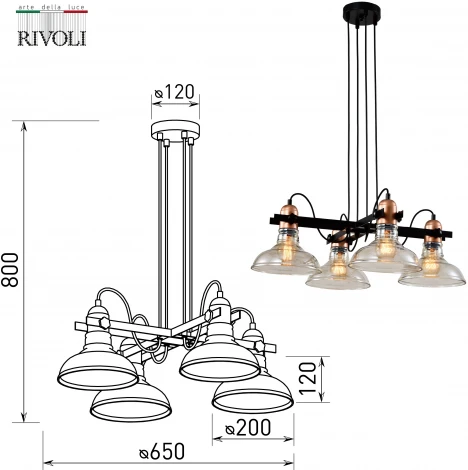 Подвесной светильник Rivoli Leila 4093-304 (220V, на проводе)