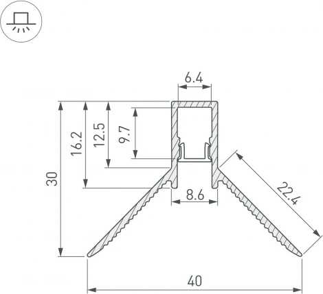 Профиль DECORE-S6-INT-COMFORT-2000 ANOD внутренний (Arlight, Алюминий) 043161