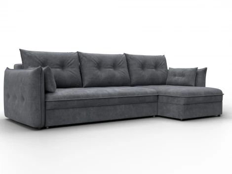Диван угловой Лига-100 НПБ угол универсальный (ДСП,Фанера/Пластик/Велюр/Темно-серый) Лига Диванов 133659