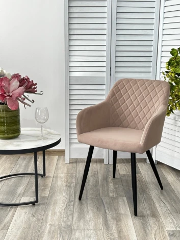 Стул BRANDY 505-4 Латте, велюр беспальчиковый" / черный каркас, М-City"