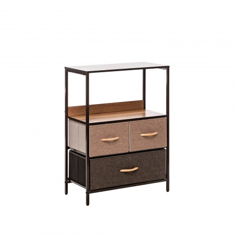 Комод Leset Локи 3 ящ., Коричневый (Сталь,Искусственный лен/Коричневый) арт.2500000183485