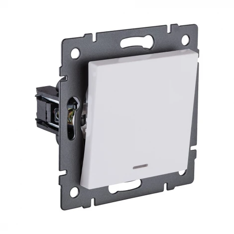 Выключатель 1-клавишный 10А/250В с LED подсветкой, белый матовый Kollinger REA-S-002WM для Aspekt, Eleganz, Reflex