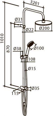 Душевая стойка Damixa Redblu Origin One 978100000