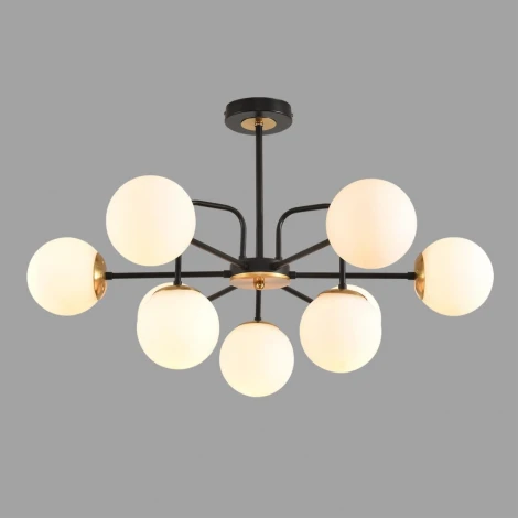 Потолочная люстра на штанге Lumion Elrona 8375/9C черный/латунь/белый, металл/стекло E27 9*60W 220V