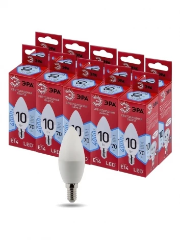 Лампочка светодиодная E14 10W ЭРА LED B35-10W-840-E14 R