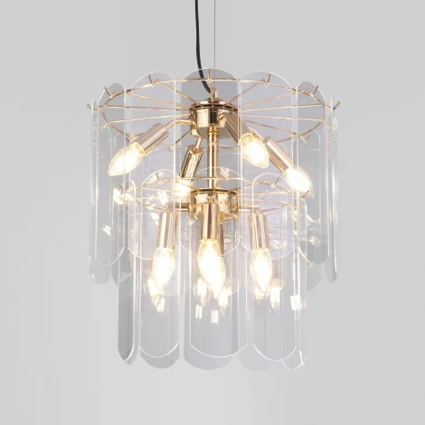 Подвесная люстра Wi-Fi Eurosvet Claire 60170/8 золото (220V, управление смартфоном, голосовое управление, умный дом - Minimir Home, Алиса, Маруся, Салют, на тросе)