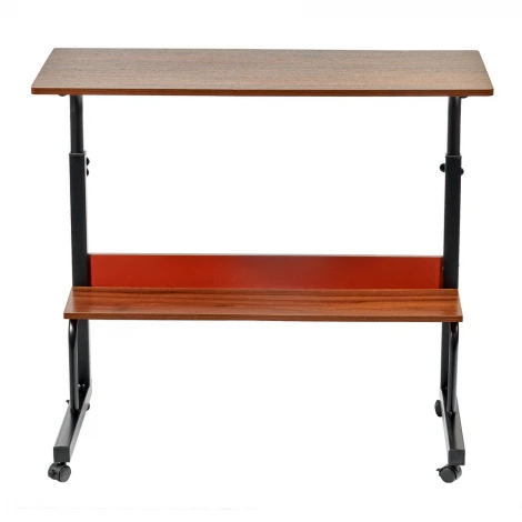 Стол многофункциональный Isola 80x40x66-90 см, с полкой, темное дерево, чёрный