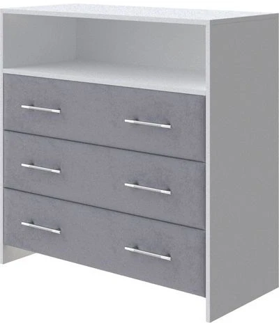 PROxSON Комод Varna (ЛДСП Белая+ткань Белый/Teddy Мокрый асфальт) 90x40