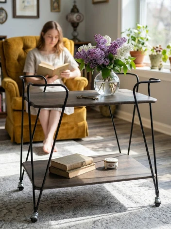 Стол сервировочный Эстер черный/дуб маррон Mebelik 008844