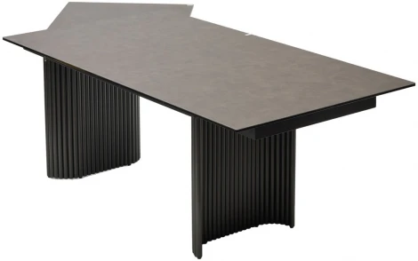 Стол M-City RAGNAR 180 цвет 1697 Коричневая кожа, керамика / Темно-серый каркас