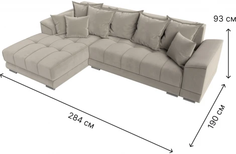 Диван угловой НордСтар левый угол (Бежевый/Микровельвет) Лига Диванов арт.121113L