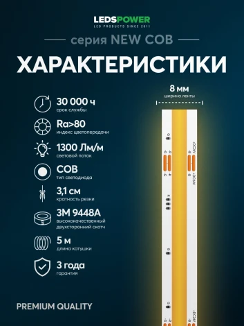 Светодиодная лента 11Вт/м 24В 5м LEDS POWER 005591
