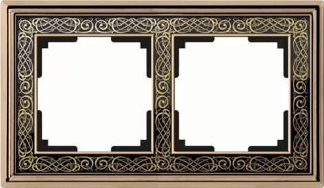 Рамка на 2 поста (золото/черный) W0021430 (a051321)