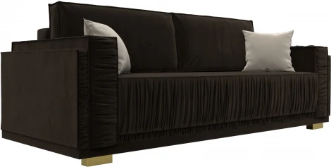 Диван прямой Лига-044 (Коричневый,Бежевый/Микровельвет) Лига Диванов арт.122260