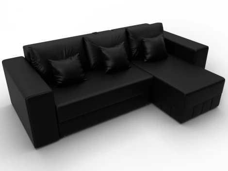 Диван угловой Лига-076 угол универсальный (ДСП/Пластик/Экокожа/Черный) Лига Диванов 129853
