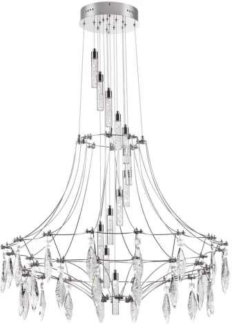 Подвесная большая люстра Odeon Light Flamenco 6699/51L хром/металл/хрусталь IP20 LED 51W (220V, на проводе)